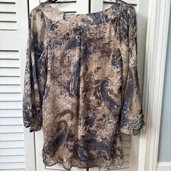 Dressbarn tunic top with 3/4 sleeves, Size L - Picture 3 of 5